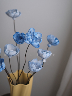 muzhi干花花束芍药仿真花通草花干花束高级感客厅蓝色牡丹永生花