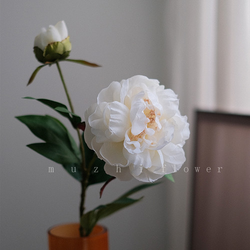 暖白芍药仿真花束客厅装饰