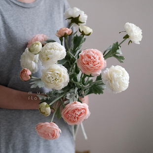 洋牡丹仿真花轻奢高端花束家居装 饰花艺客厅摆件插花假花摆设桌花