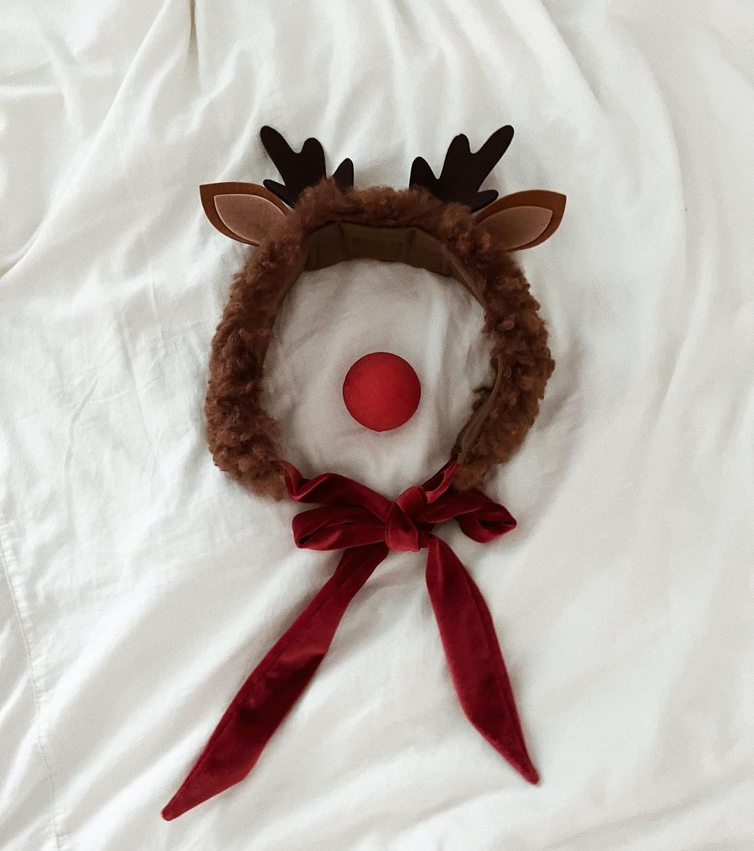 国现likeeun韩国代购 正品ins博主自制毛茸茸鲁道夫圣诞麋鹿头饰