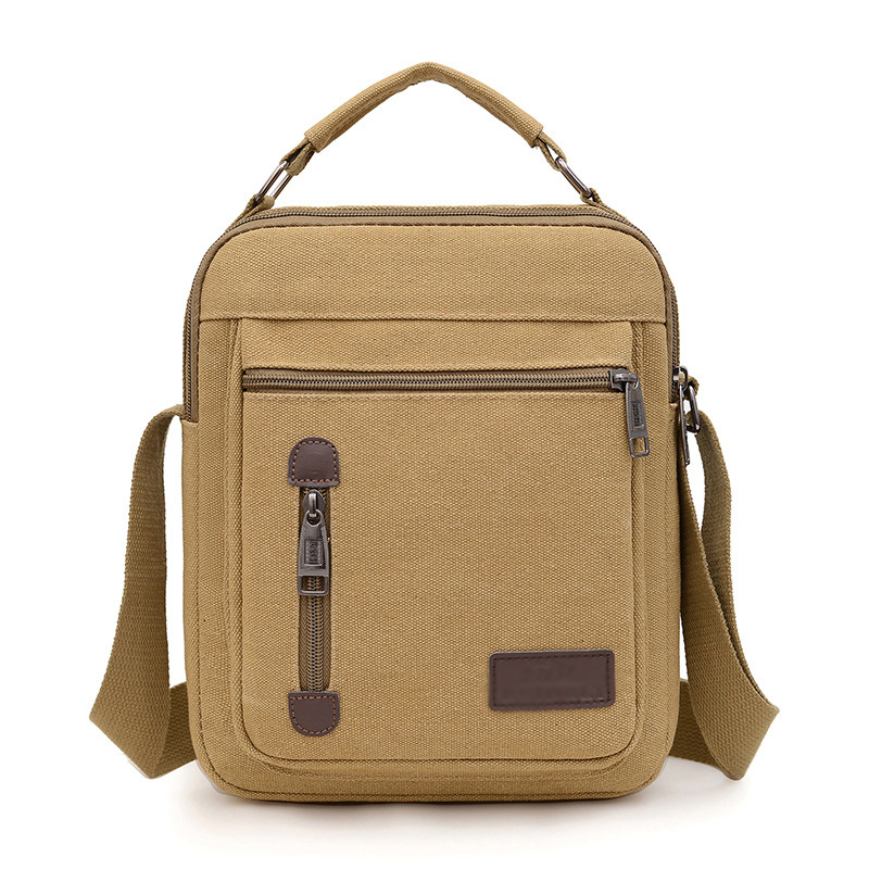 韩版男士单肩包斜挎包竖款手提包复古男包包商务帆布包休闲背包