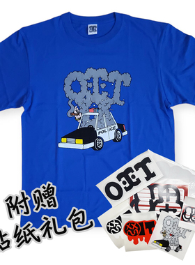OIT原创街头服饰/HOTBOX趣味涂鸦款夏季t恤短袖宽松纯棉运动四色
