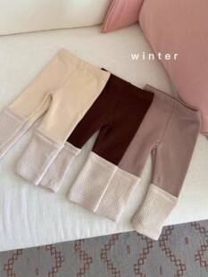 Galakoko秋冬季百搭打底裤2025新款女宝宝洋气杏色打底裤拼接裤子