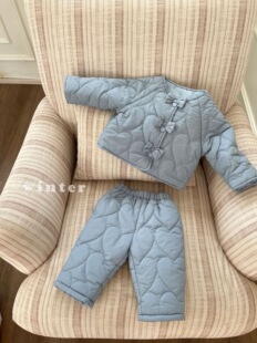 Galakoko25儿童加厚棉服两件套女童蝴蝶结棉袄冬新款小童洋气套装