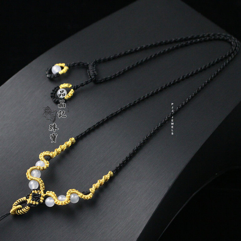 精编男女款吊坠挂绳项链绳子手工编织翡翠玉佩蜜蜡金镶玉佛牌挂绳