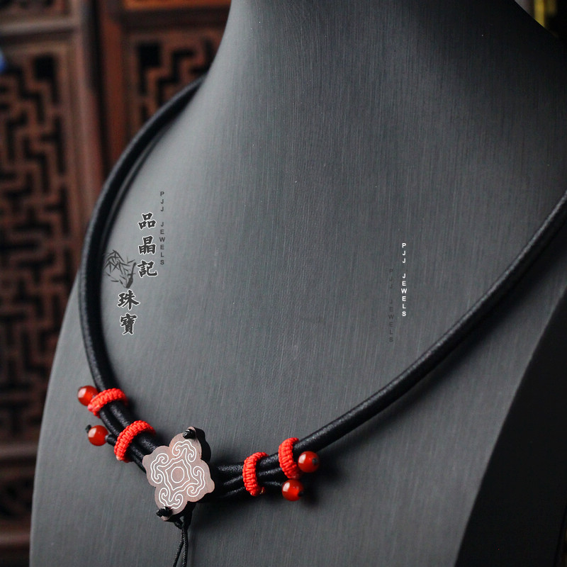 男女款diy配件高端手工金镶玉翡翠和田玉吊坠挂件绳复古项圈汉服