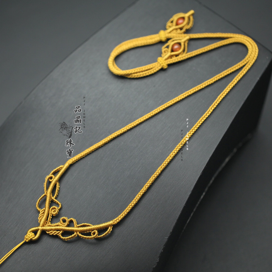 男女款可调节纯手工编织项链挂绳毛衣链配饰金银玉佛牌民族风高档