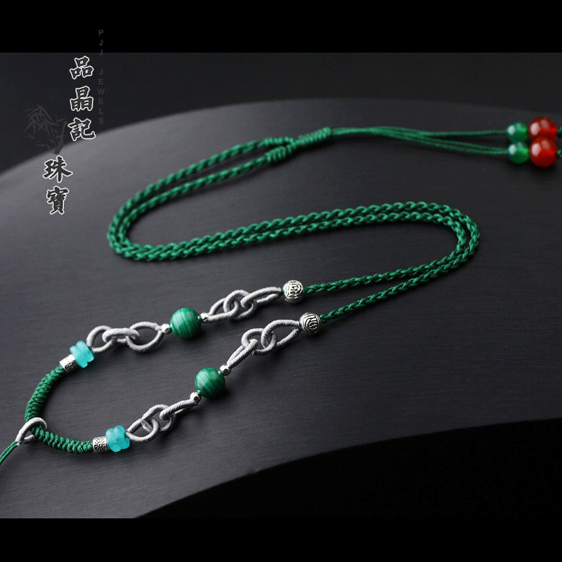 百搭孔雀石绿幽灵民族风吊坠绳