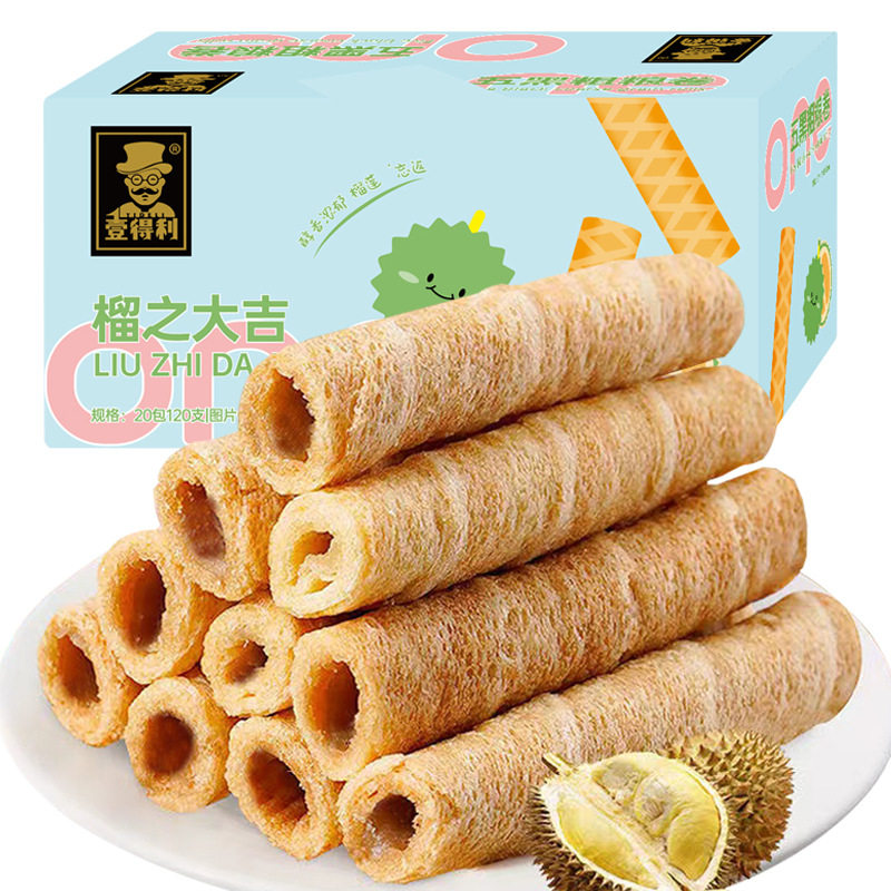 榴莲味蛋卷酥脆饼干整箱早餐夹心小包装网红解馋零食小吃休闲食品