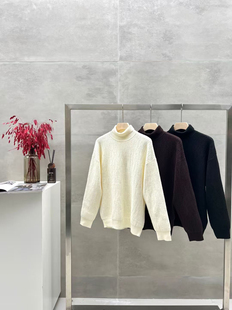 QFO 2866高领毛衣男生秋冬2024新款宽松慵懒风内搭保暖针织衫