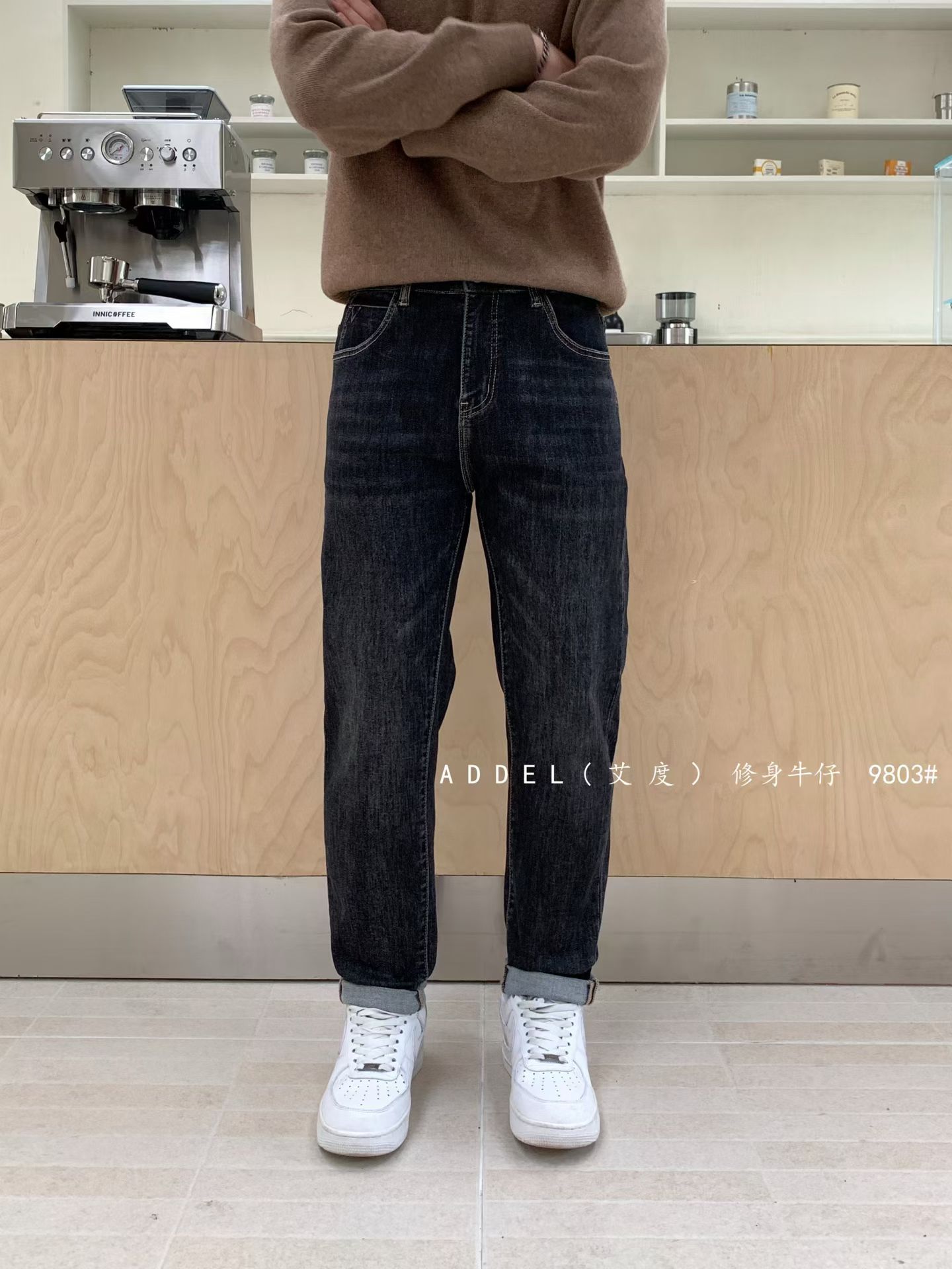 艾度9803秋季新款男士休闲牛仔裤小直筒常规宽松百搭长裤四面弹力