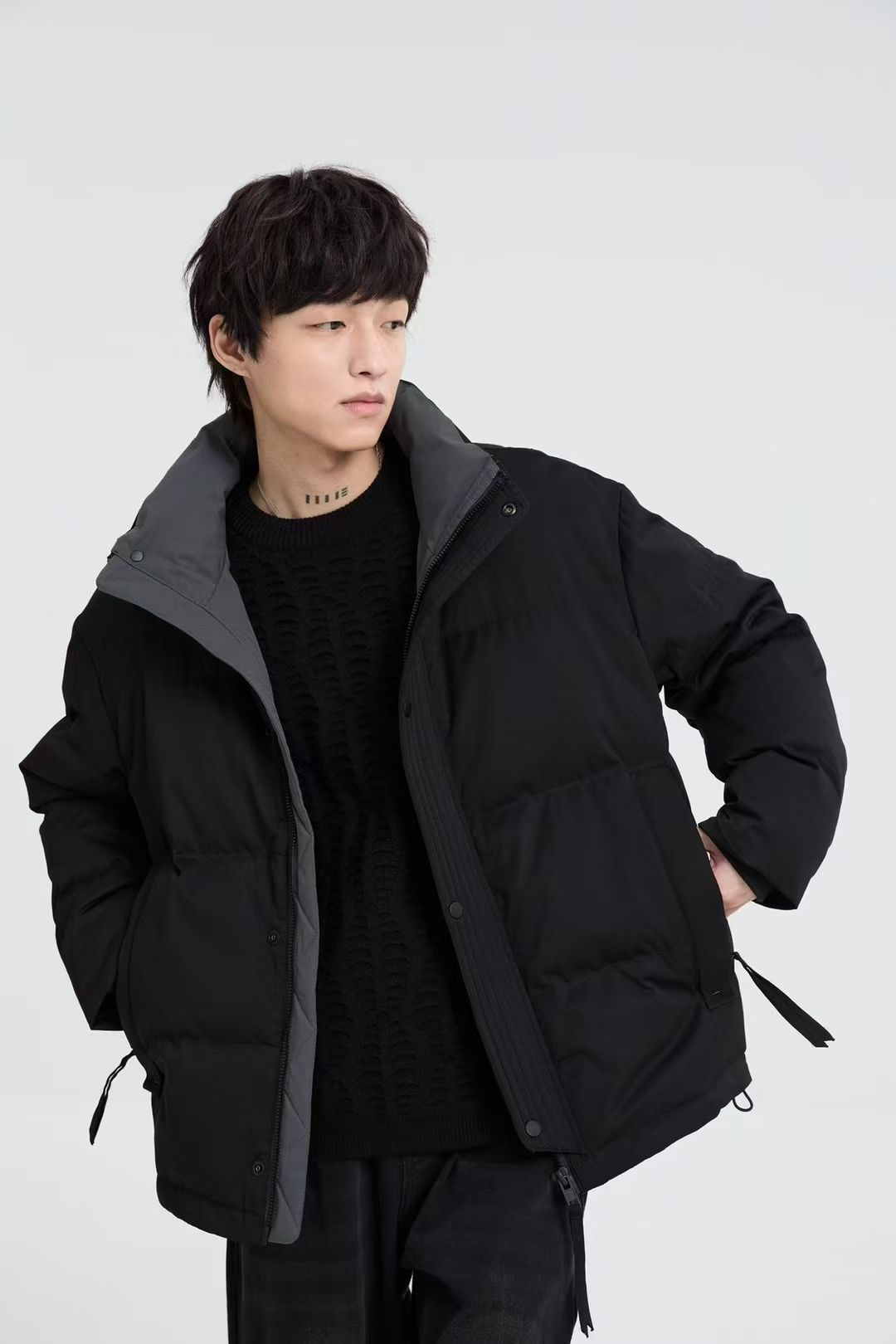 佐泽2025冬季新款男士立领羽绒服百搭潮流美式复古工装宽松短款