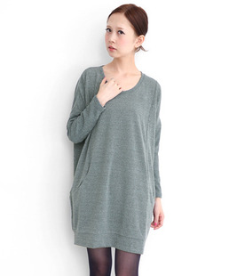 2021秋冬上新日本贵牌KBF女装加厚宽松百搭款黑色针织连衣裙