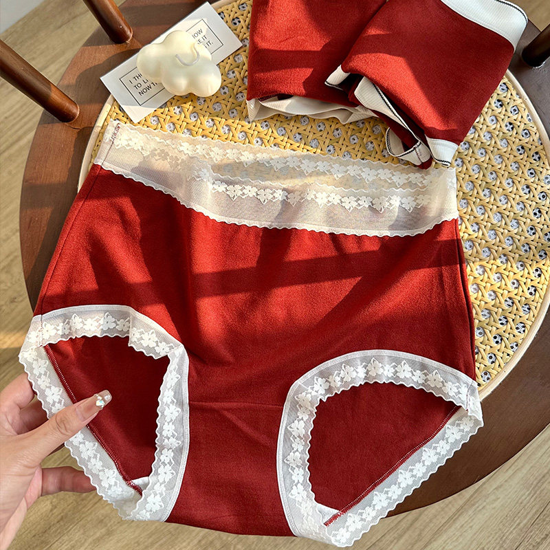羊绒感磨毛本命年大红女内裤
