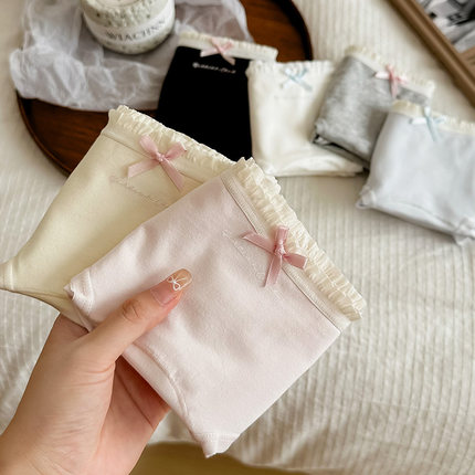 4条 【甜美芭蕾少女】A类婴儿纯棉内裤女生7A抑菌加长裆三角裤头