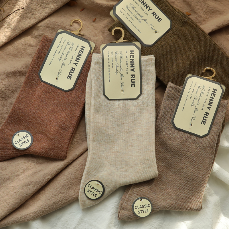 4双【店主醉爱穿B入基础棉袜】复古大地色简约百搭中筒袜女长袜子,女士内衣/男士内衣/家居服,中筒袜,淘宝优惠券,粉丝福利购,淘宝优惠卷