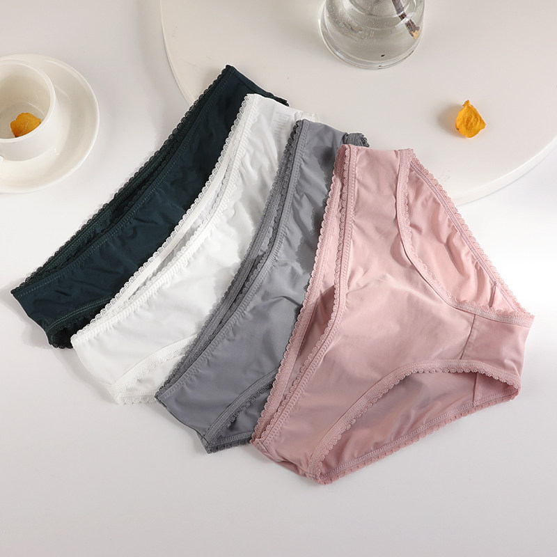 3条【柔滑冰丝透气】夏季薄内裤女简约中低腰舒适无痕棉裆三角裤