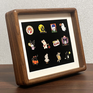 勋章奖牌金属徽章收藏展示相框纪念章收纳盒展示框毛毡胸针实木