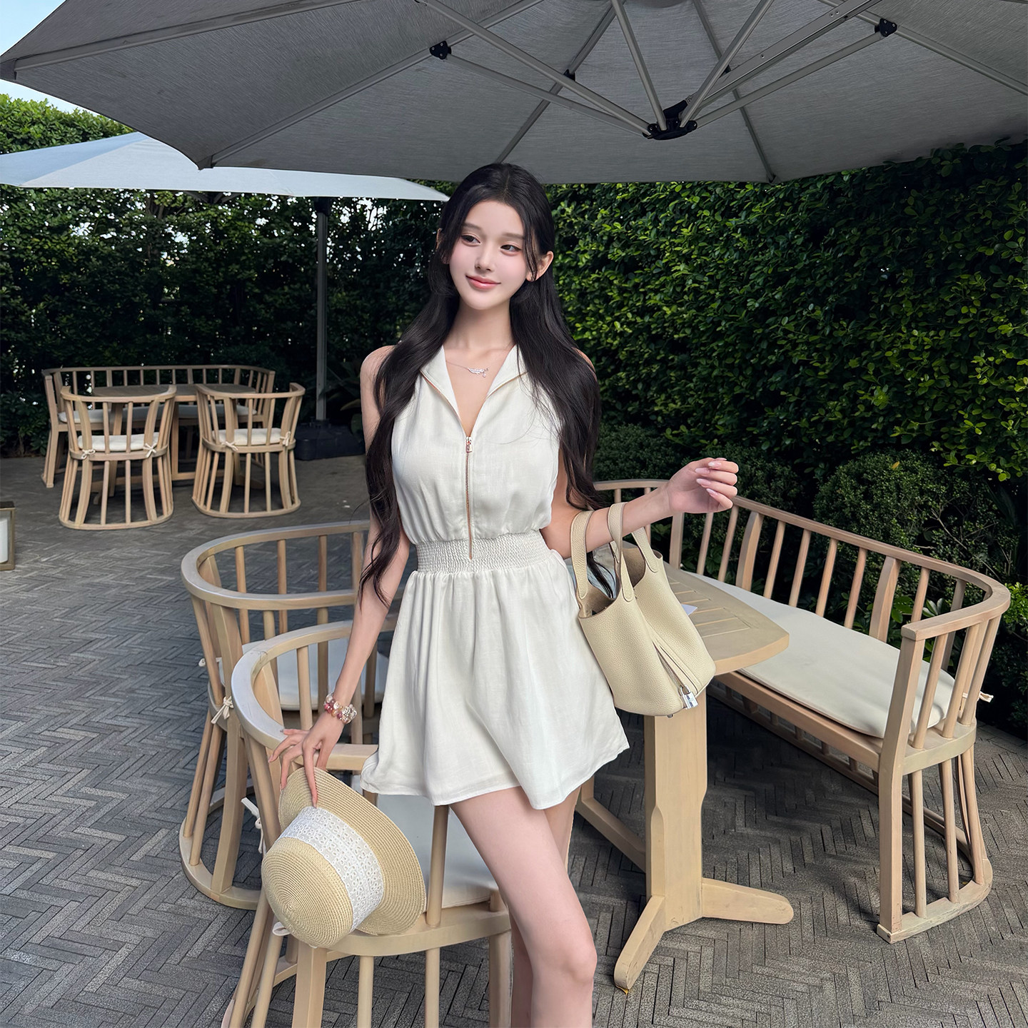 叶嘉Nailah· 老钱风  夏季定染进口染色定制拉链连衣裙短裙子女