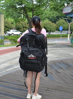 帆布背包男双肩包旅行大容量户外运动休闲旅游包女轻便登山包