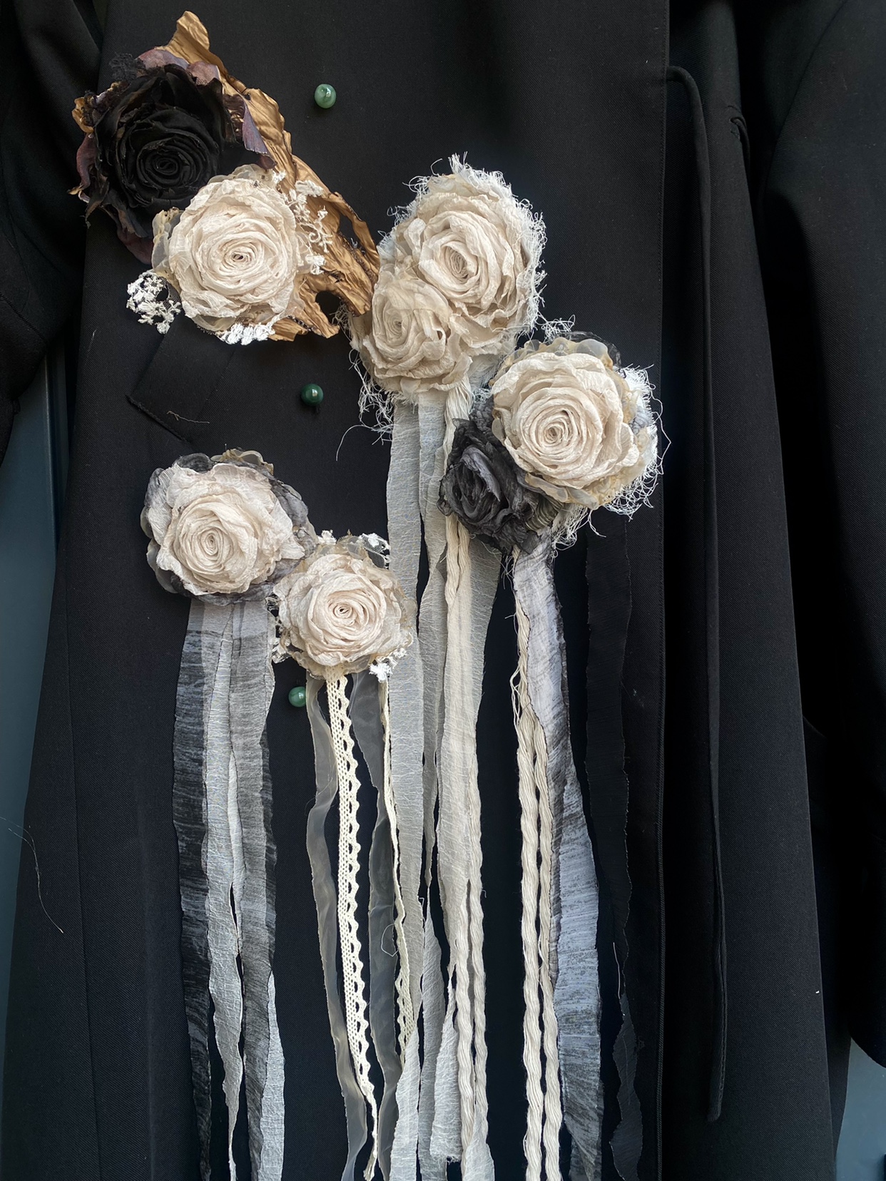 【梓渝同款】TeNg原创手作小众设计感烧毁感衰败凋零玫瑰胸针发卡