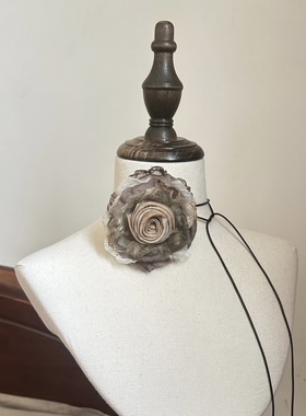 TeNg原创设计自制手作玫瑰立体花朵系带配饰choker颈饰锁骨链