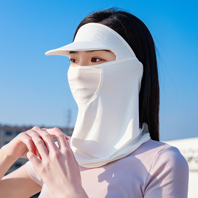 防晒面纱帽子一体女2024新款夏天户外骑车遮脸护眼角冰丝透气面罩