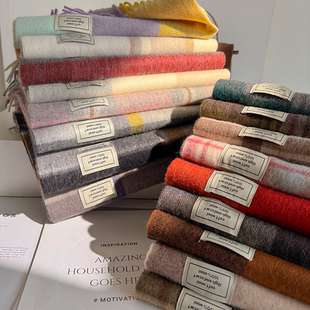 英伦风经典格子100%纯羊毛围巾女冬季保暖男女通用高级感情侣礼物