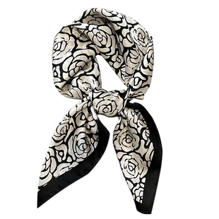 欧美复古山茶花发带丝巾小方巾女韩国春秋季薄款装饰职业空姐领巾