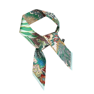 绿色森系小丝巾细长条窄围巾女春夏装饰衬衫领巾发带绑包丝带飘带