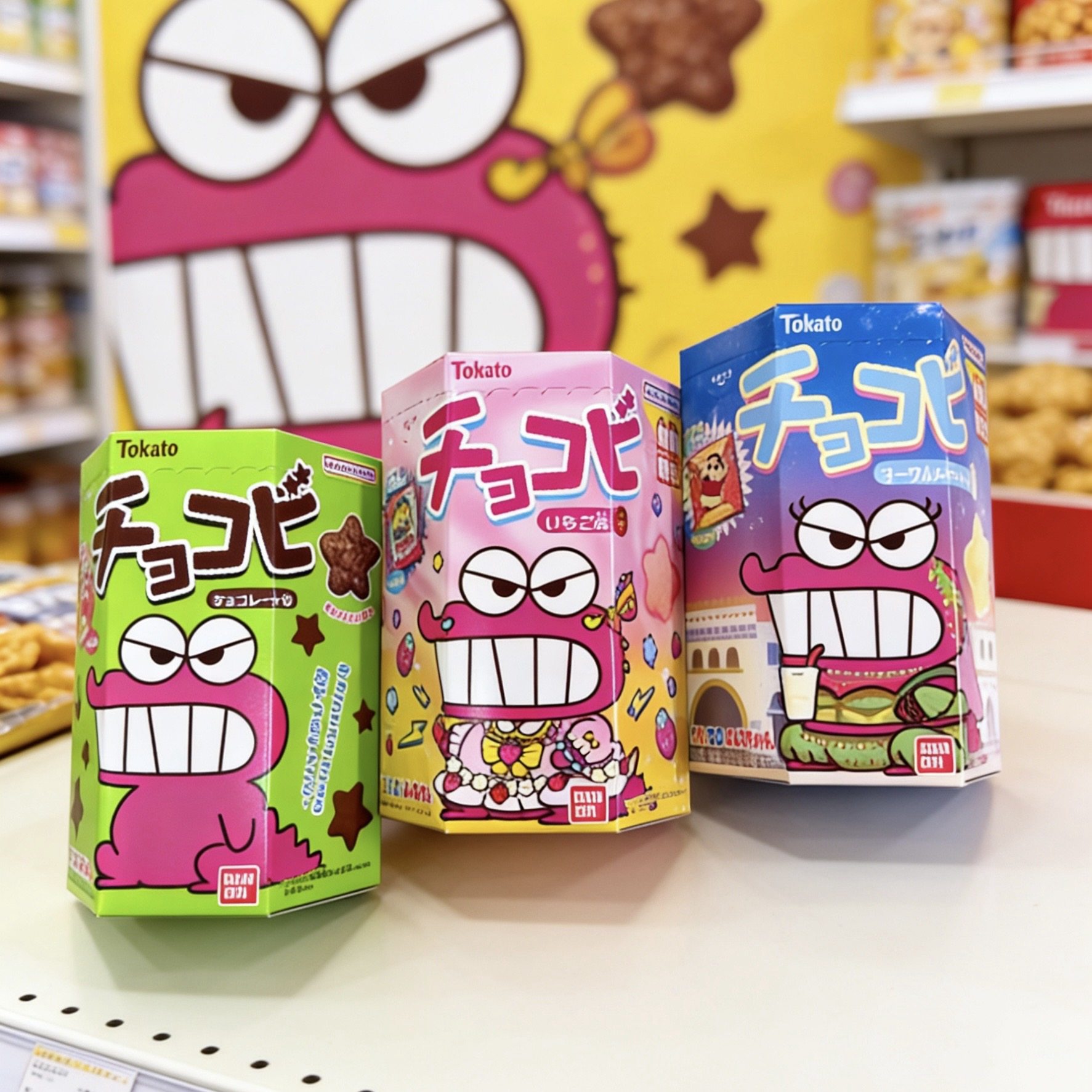 日本进口蜡笔小新同款零食小熊小饼干网红巧克力六一儿童节送礼物