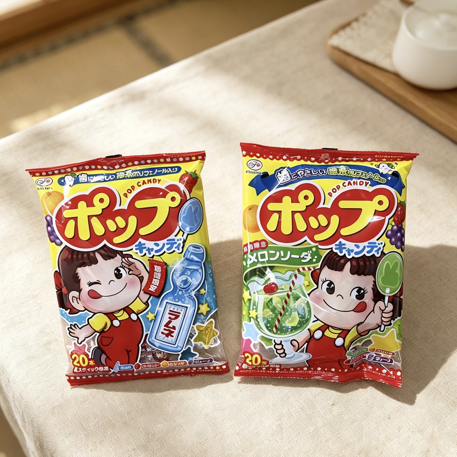 日本原装进口牛奶妹糖果棒棒糖水果味护齿小孩儿童零食20支袋装