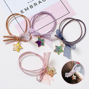 韩国简约个性 小清新蝴蝶结头绳星星月亮皮筋发绳成人发饰头饰品女