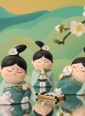 如果国潮唐小圆桌面摆件古风可爱家居装饰品创意中式文创礼品批发