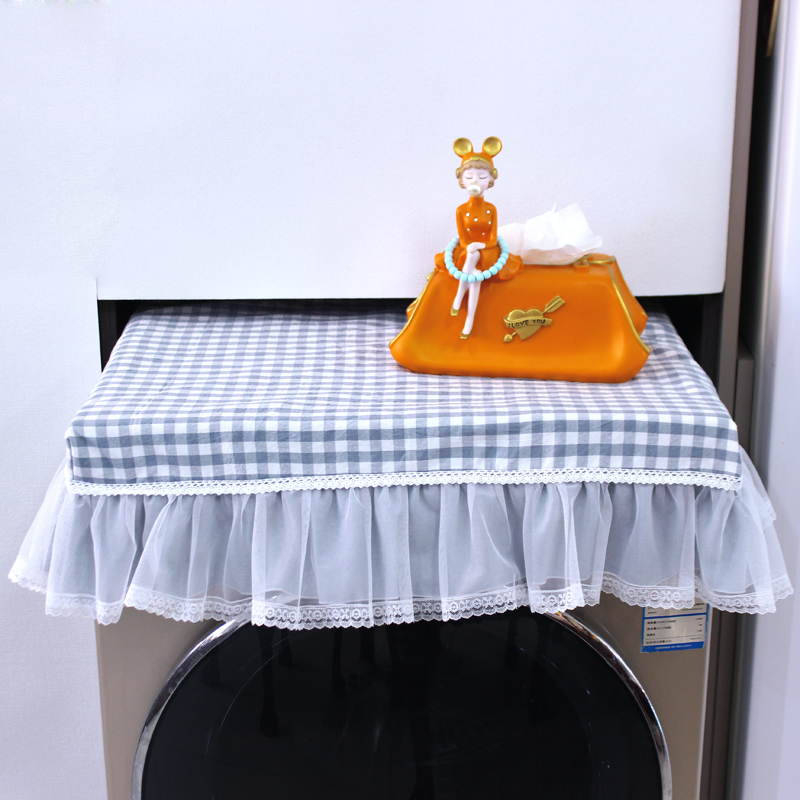 小格子滚筒洗衣机防尘罩冰箱盖巾桌布床头柜茶几多功能盖布可定制