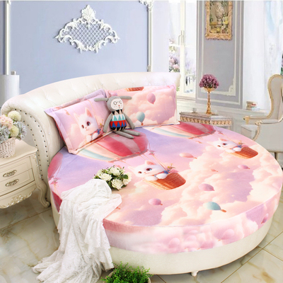 冬季保暖圆床席梦思保护套圆床床笠牛奶绒水晶绒圆床单床套可定制
