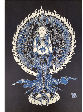 纯手绘蜡染敦煌装饰画千手观音