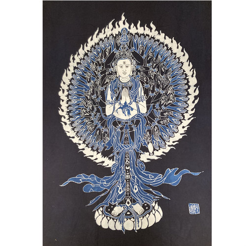 纯手绘蜡染敦煌装饰画千手观音
