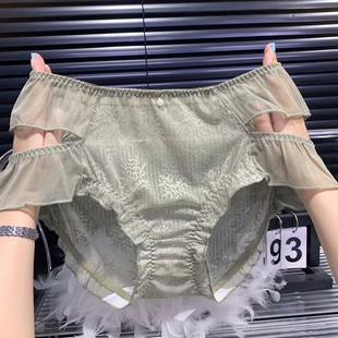 25新款林梦雪大码内裤女士中高腰胖mm蕾丝透明性感纯欲风三角裤薄
