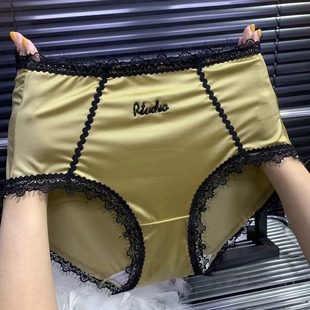 新款缎面大码内裤女士中腰法式性感透气少女生舒适三角裤头林梦雪