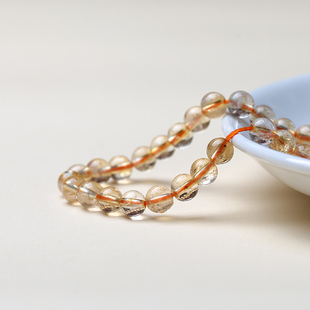 天然金发晶散珠DIY手链材料女款单圈手串饰品编织6MM混搭水晶小众