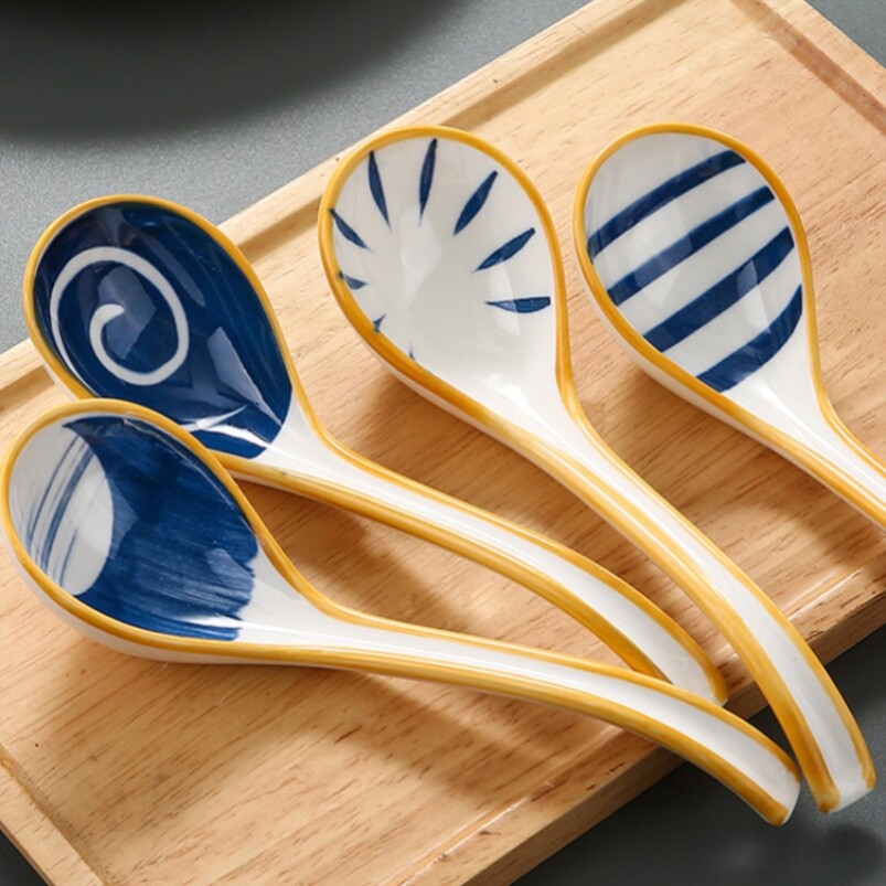 调料勺调味陶瓷勺家用小勺子咖啡勺短柄搅拌勺小长柄精致瓢羹高档