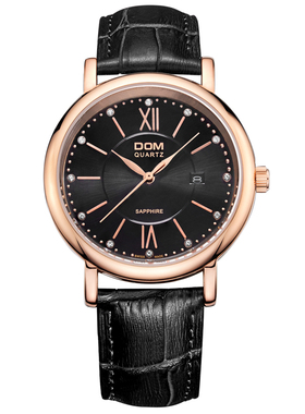 DOM腕表 2024网红新款皮带高级感简约气质小众学生防水轻奢手表男