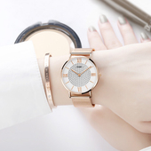 DOM腕表 运动户外皮带玫金网带石英表女防水手表 学生正品 新款 时尚