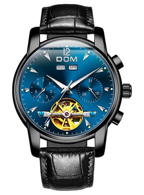 DOM腕表 新款全自动机械商务学生手表陀飞轮多功能手表男潮流奢华