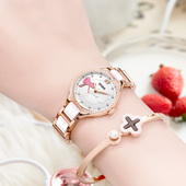 DOM腕表 2025新款 手表女士石英陶瓷爱心学生水钻名牌生日礼物女表