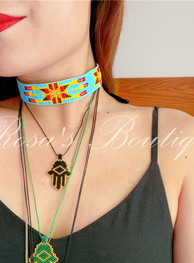 手作编织音乐节波西米亚发带束绳项链choker颈圈项圈项链民族风