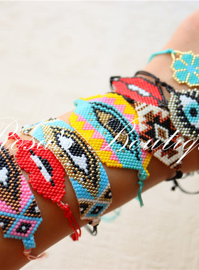手作手工编织积木土耳其蓝眼睛波西米亚 ins同款 手链手绳卡通