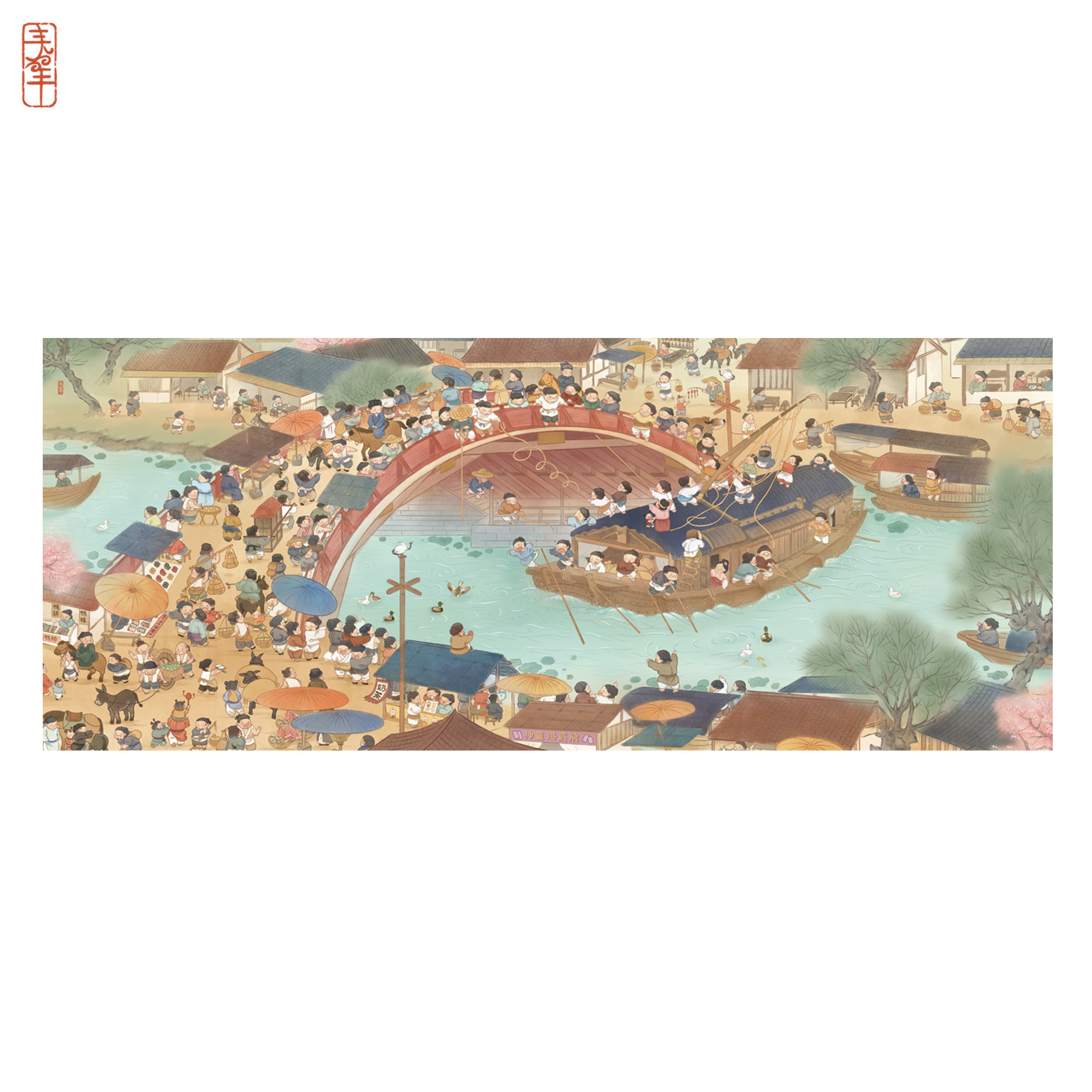 CHUNYANGJIA 직소 퍼즐 Q 버전 QINGMING SHANGHE 그림 평면 플라스틱 1000 조각 중국 스타일 성인 스트레스 릴리프 장난감