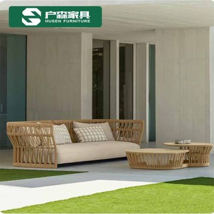藤编沙发户外庭院复古风格 餐厅桌椅系列组合花园别墅防雨防晒家具